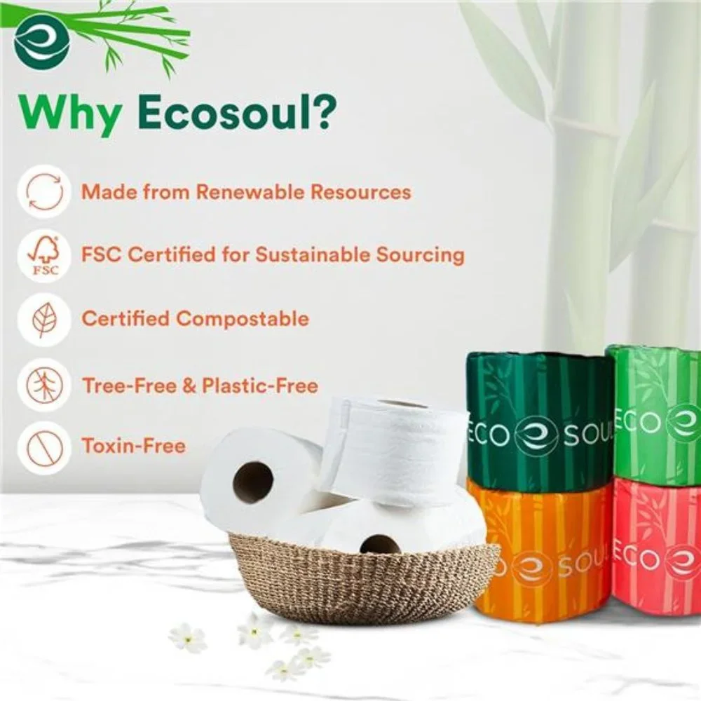 Bamboo Toilet Paper 3 Ply 12 Mega Rolls= 48 Regular Rolls | Eco Friendly Organic